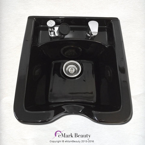 TLC-B11Wall Black ABS Plastic Shampoo Bowl - Professional Salon and Spa Hair Sink