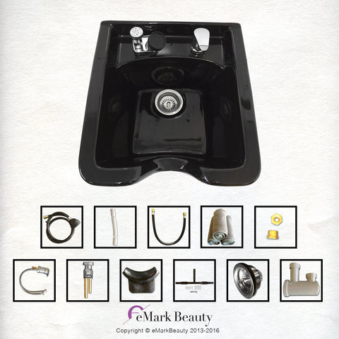 TLC-B11Wall Black ABS Plastic Shampoo Bowl - Professional Salon and Spa Hair Sink