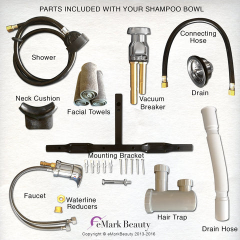TLC- W11.Wall White ABS Plastic Shampoo Bowl - Professional Salon and Spa Hair Sink