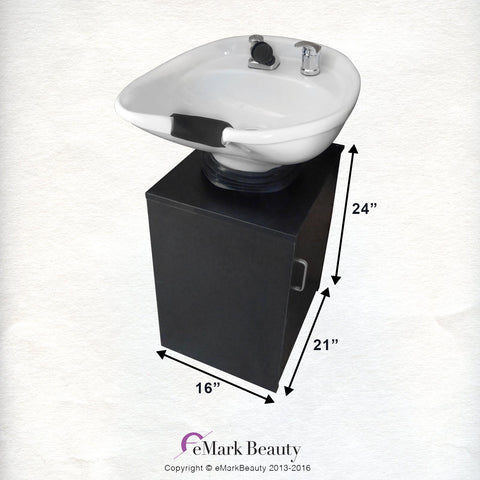 White Ceramic Beauty Salon Backwash Shampoo Bowl Salon Sink with Shampoo Cabinet TLC-W07TC