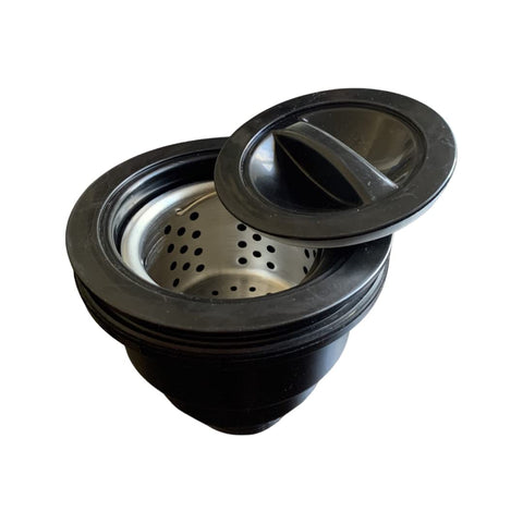 Black Shampoo Sink Drain with Removable Hair Trap Basket SKU: TLC-BasketDrainer