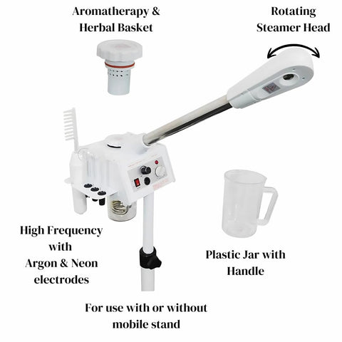6003 High Frequency, Aromatherapy, Plastic jar Steamer on a Mobile cart