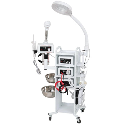 Prime 9-in-1 Facial Machine with High Frequency, Aromatherapy Herbal Steamer, Microdermabrasion with Vacuum Spray, and Brush Machine