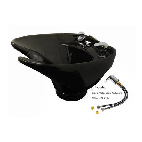 TLC-B35WallTilt Black Ceramic Extra Deep and Wide Tilting Shampoo Bowl Wall Mounted - Oversized Luxury Salon Sink