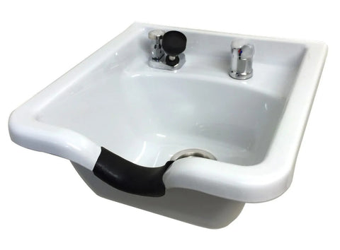 TLC-W41.Wall Square White Ceramic Wall Mounted Beauty Salon Shampoo Bowl - Modern Clean Salon Sink