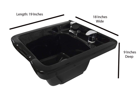eMarkBeauty Beauty Salon ABS Plastic Shampoo Bowl Mounted on Storage Cabinet TLC-B11-BC42