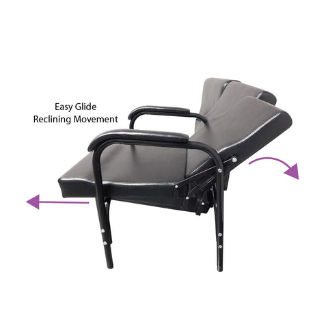 eMarkBeauty ABS Plastic Extra Wide Shampoo Bowl Mounted on Cabinet with Storage, Upper Towel Cabinet, and Reclining Shampoo Chair TLC-B22-BC42-216-TC