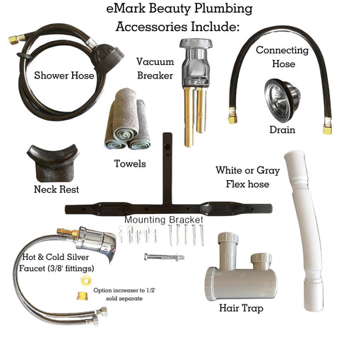 TLC-W22Wall Extra Wide White ABS Plastic Shampoo Bowl - Professional Salon and Spa Hair Sink