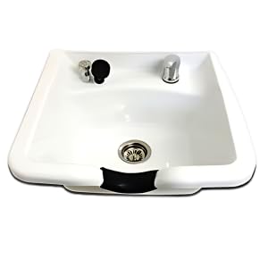 TLC-W22Wall Extra Wide White ABS Plastic Shampoo Bowl - Professional Salon and Spa Hair Sink