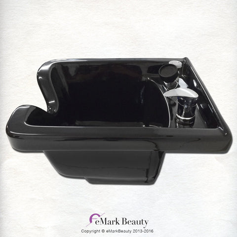 TLC-B11Wall Black ABS Plastic Shampoo Bowl - Professional Salon and Spa Hair Sink
