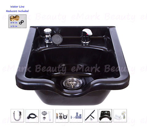 eMark Beauty Towel Storage Cabinet 24 inches Long and 18 inches high Square ABS Plastic Shampoo Bowl Black Cabinet