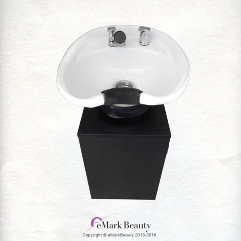 White Ceramic Beauty Salon Backwash Shampoo Bowl Salon Sink with Shampoo Cabinet TLC-W07TC