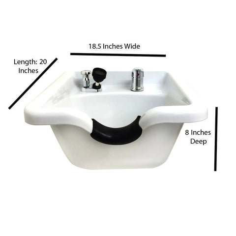 TLC-W41.Wall Square White Ceramic Wall Mounted Beauty Salon Shampoo Bowl - Modern Clean Salon Sink