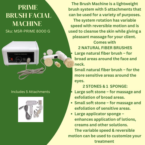 Prime 9-in-1 Facial Machine with High Frequency, Aromatherapy Herbal Steamer, Microdermabrasion with Vacuum Spray, and Brush Machine