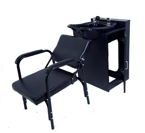 Beauty Salon Backwash Plastic Bowl Salon Sink with Floor Cabinet and Reclining Shampoo Chair TLC-B13FC-216