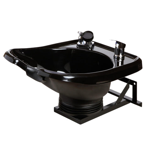 Black ABS Plastic Tilting Shampoo Bowl Wall Mounted - Ergonomic Salon Sink