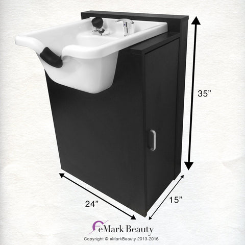 White ABS Plastic Shampoo Bowl Floor Cabinet & Towel Cabinet Package TLC-W11-FC-TC