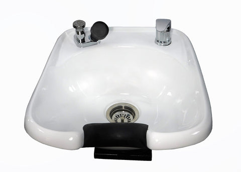 White Ceramic Tilting Shampoo Bowl Wall Mounted - Professional Ergonomic Salon Sink