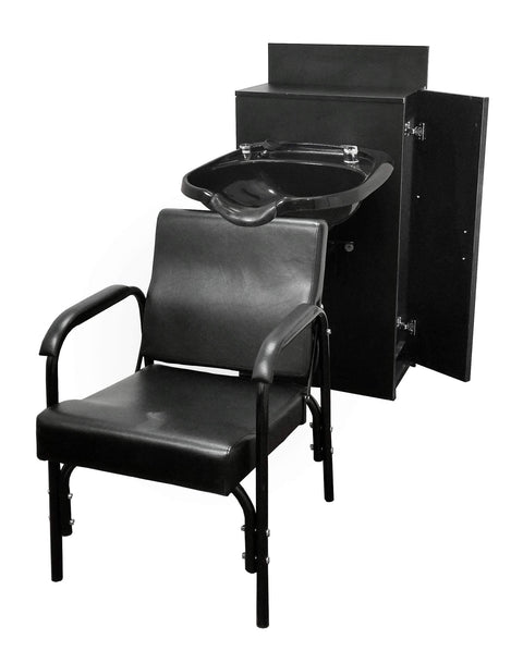 eMarkBeauty Beauty Salon Shampoo Bowl ABS Plastic with Storage Cabinet and Shampoo Chair TLC-B12-BC42-216
