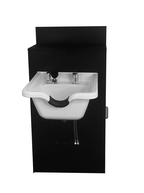 White ABS Plastic Shampoo Bowl with Large Storage Cabinet & Auto-Reclining Chair - Clean Salon Station