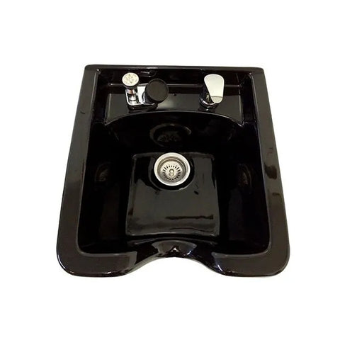 Square Black Ceramic Wall Mounted Shampoo Bowl - Modern Luxury Beauty Salon Sink