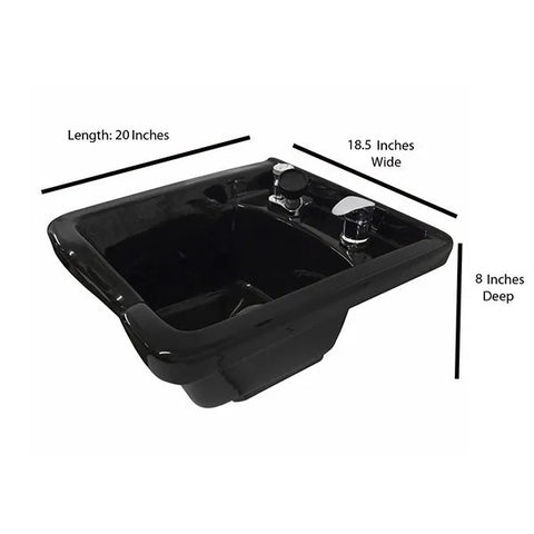 Square Black Ceramic Wall Mounted Shampoo Bowl - Modern Luxury Beauty Salon Sink