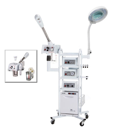 A13 Facial Machine: High Frequency Aromatherapy Steamer, Galvanic, Brush Massager, Vacuum Extractor, Diffuser and Hot Towel Warmer