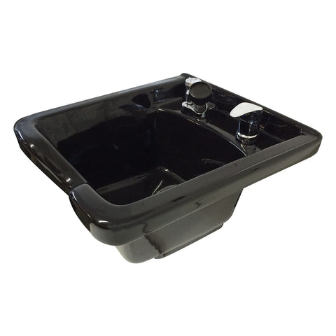 Square Black Ceramic Wall Mounted Shampoo Bowl - Modern Luxury Salon Sink