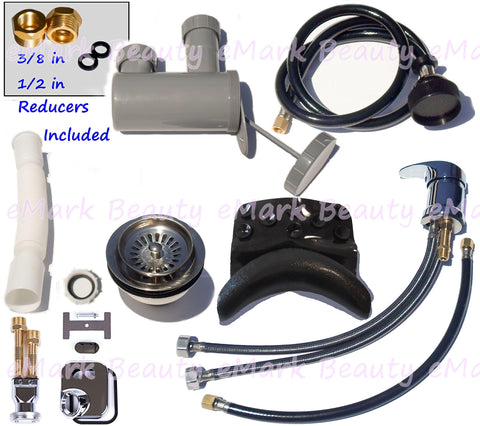 Brushed Stainless Steel Shampoo Bowl - Professional Salon Sink for Wall or Cabinet Mount