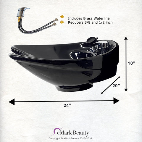 Black Ceramic Tilting Wall-Mounted Shampoo Bowl - Luxury Salon Sink with Ergonomic Design