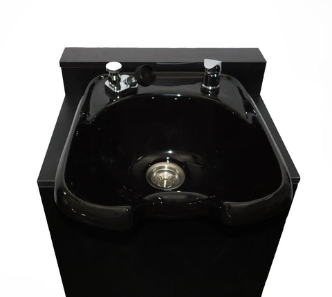 Black Streamline Ceramic Beauty Salon Shampoo Bowl w/Floor Cabinet TLC-B33FC