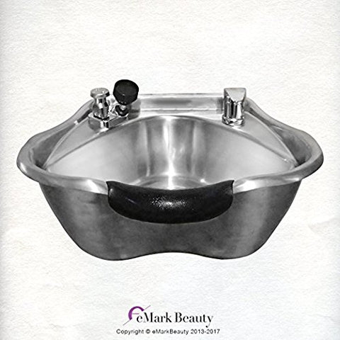 Round Brushed Salon Shampoo Stainless Bowl Spa Equipment Black Cabinet TLC-1367-FC