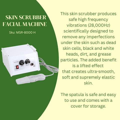 Professional Facial Skin Scrubber Machine, Adjustable Intensity and Frequency Controls, White SKU 8000 H