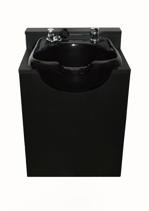 Black Streamline Ceramic Beauty Salon Shampoo Bowl w/Floor Cabinet TLC-B33FC