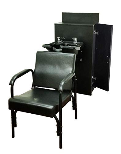 ABS Plastic Shampoo Bowl with Large Storage Cabinet & Auto-Reclining Chair - Complete Salon Station
