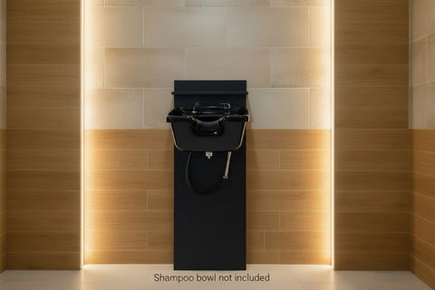 Shampoo Bowl Cabinet in Black for Beauty Salon Shampoo Bowl Wall Mounted Sink Front Mount 24 inches Wide by 38 inches High TLC-BC38