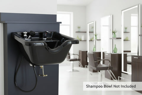 Shampoo Bowl Cabinet in Black for Beauty Salon Shampoo Bowl Wall Mounted Sink Front Mount 24 inches Wide by 38 inches High TLC-BC38