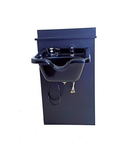 Square ABS Plastic Shampoo Bowl Black Floor Length Backsplash MRS-B11-BC38