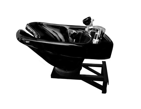 Black Ceramic Tilting Shampoo Bowl with Wall Mount - Luxury Ergonomic Salon Sink
