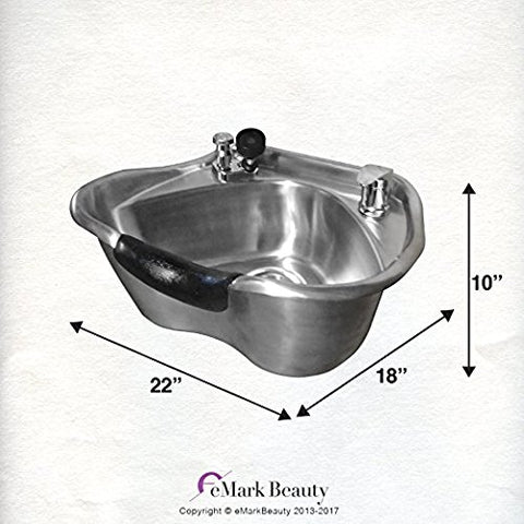 Round Brushed Salon Shampoo Stainless Bowl Spa Equipment Black Cabinet TLC-1367-FC