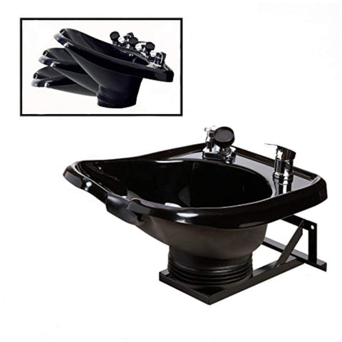 Black ABS Plastic Tilting Shampoo Bowl Wall Mounted - Ergonomic Salon Sink