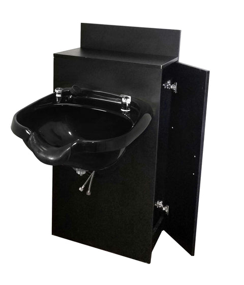 Beauty Salon ABS Round Plastic Shampoo Bowl Mounted on Storage Cabinet TLC-B12-BC42