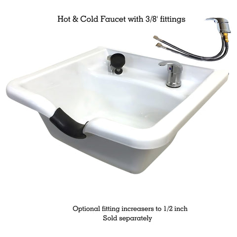 Extra Wide White ABS Plastic Shampoo Bowl - Professional Salon and Spa Hair Sink