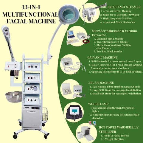 Multifunctional Facial Machine with High Frequency, Microdermabrasion, Galvanic and More