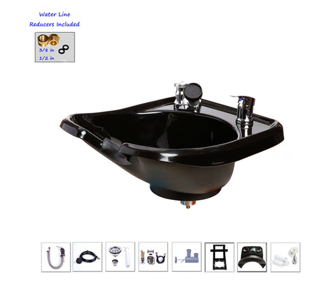 Beauty Salon Backwash Plastic Bowl Salon Sink with Floor Cabinet and Reclining Shampoo Chair TLC-B13FC-216