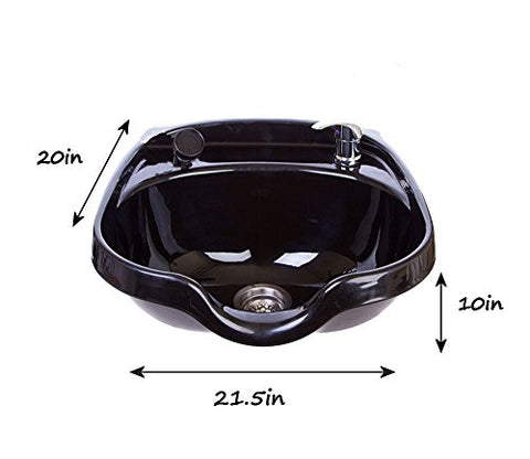 Round ABS Plastic Shampoo Bowl Black Floor Length Backsplash MSR-B12-BC38