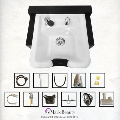 White ABS Plastic Shampoo Bowl Floor Cabinet & Towel Cabinet Package TLC-W11-FC-TC