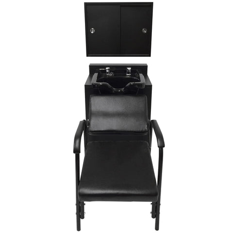 eMark Beauty Square ABS Plastic Shampoo Bowl Floor & Towel Cabinet Package w/Chair TLC-B11-FC-TC-216