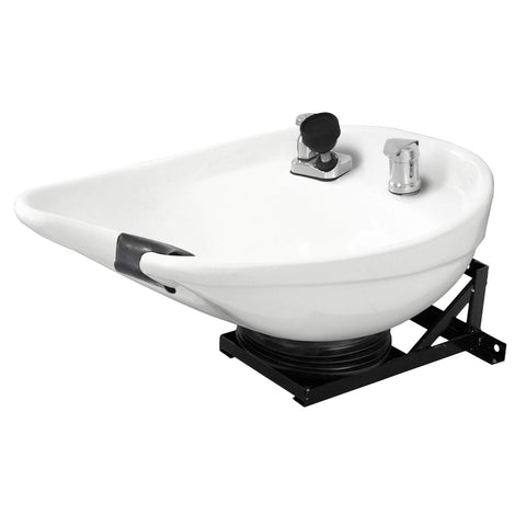 White Ceramic Tilting Wall Mounted Shampoo Bowl - Adjustable Ergonomic Salon Sink