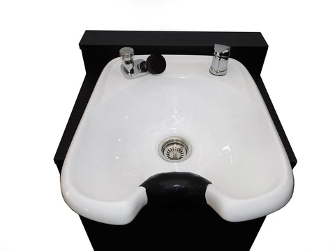 White CERAMIC Streamline Beauty salon shampoo bowl & Floor Cabinet w/Storage TLC-W33FC